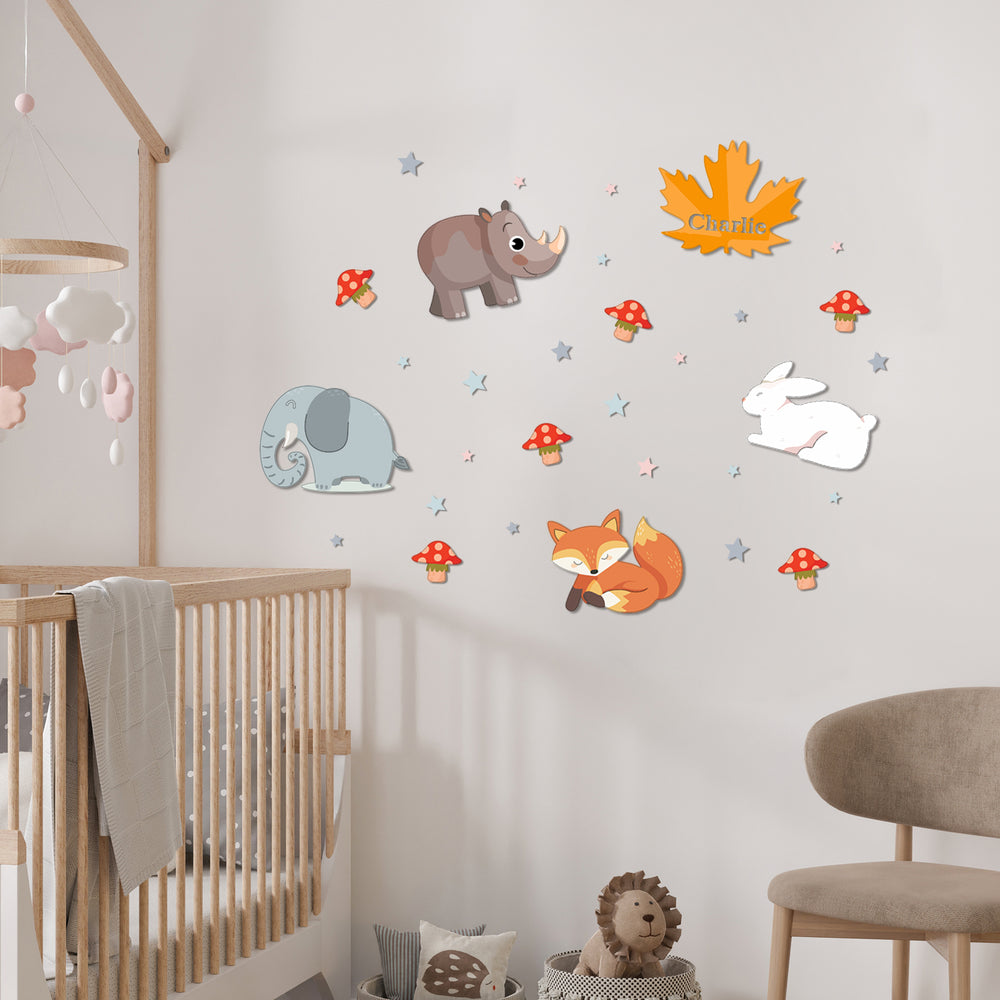 Personalized Wooden Baby's Room Wall Light Set-Forest Theme