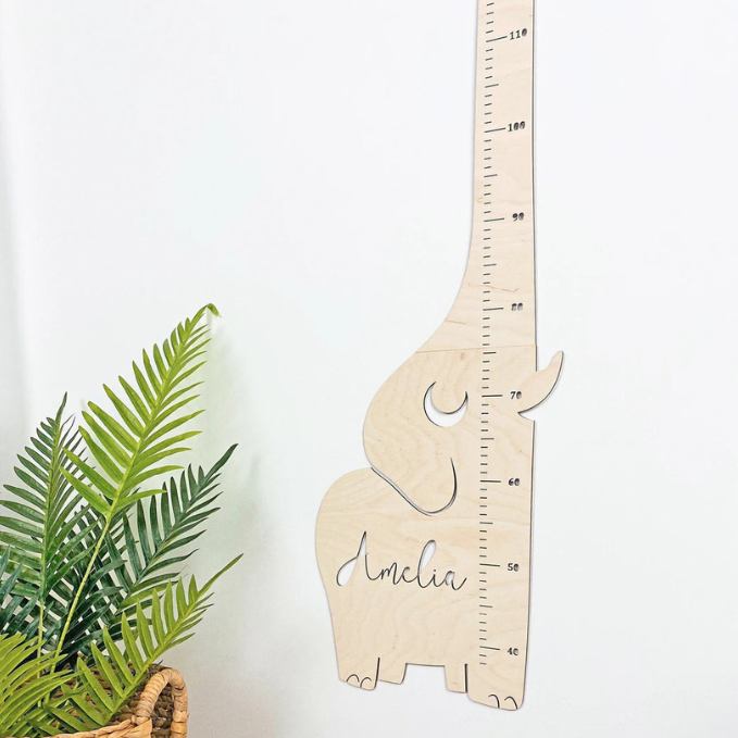 Personalized Wooden Elephant Growth Height Chart Ruler - Detail 1