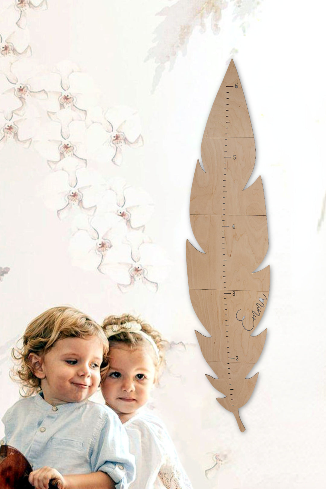 Personalized Wooden Feather Growth Chart Height Ruler