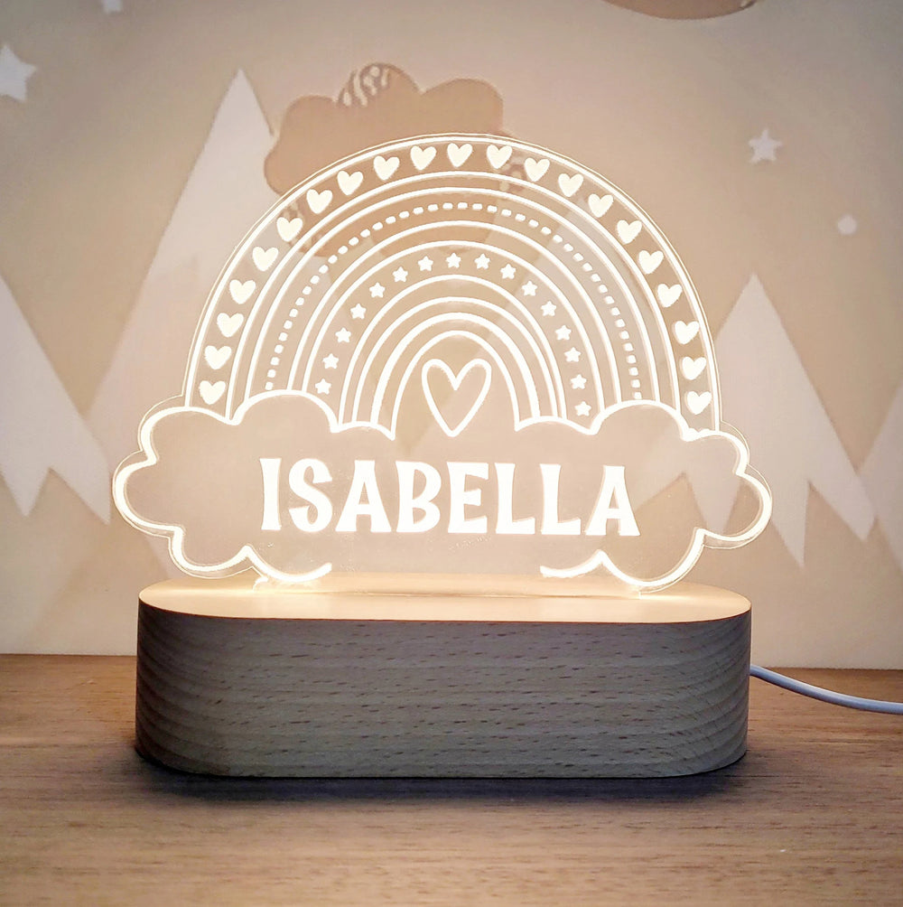 Personalized Night Light with Moon & Stars - Nursery Decor