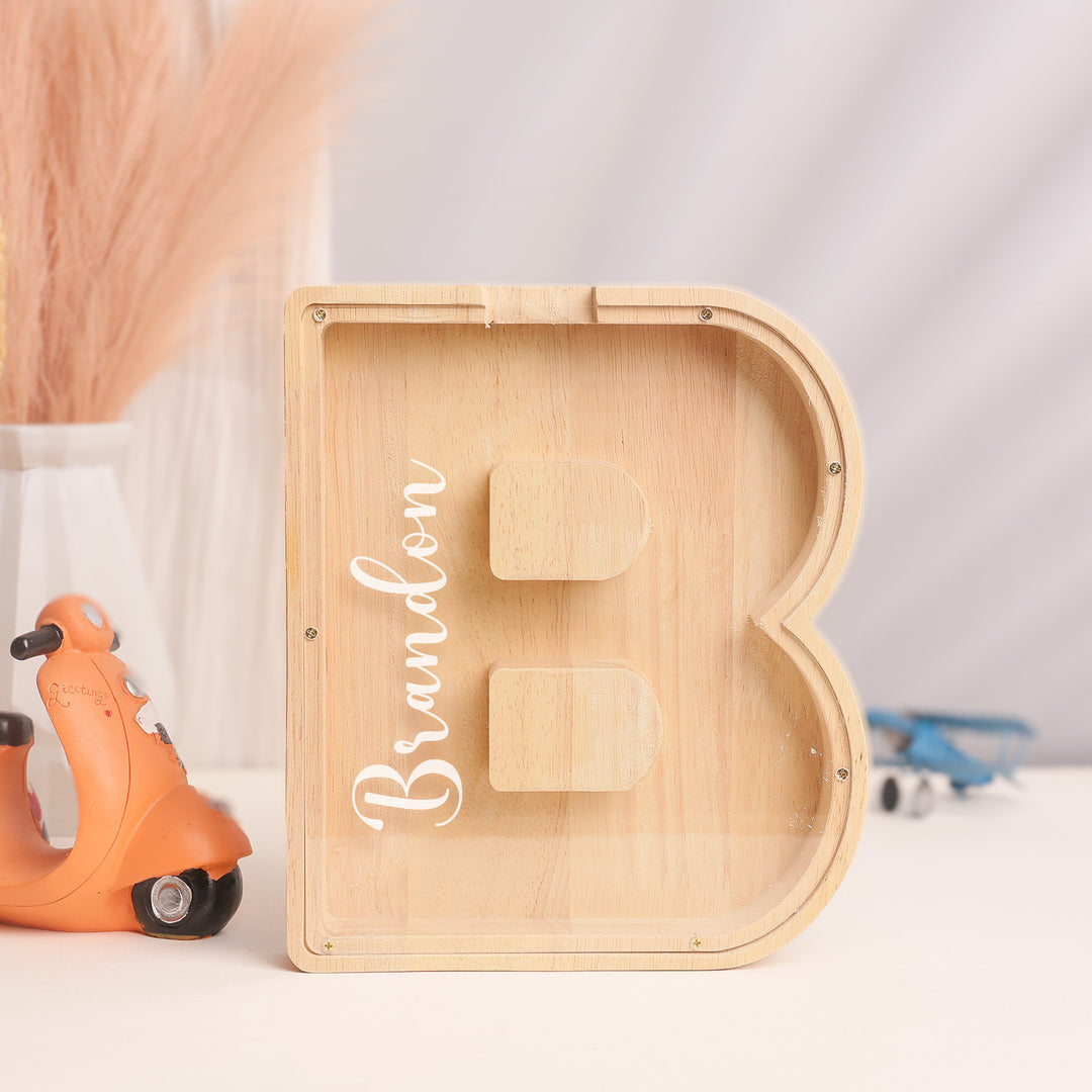 Baby Gift - Wooden Letter Piggy Bank For Kids