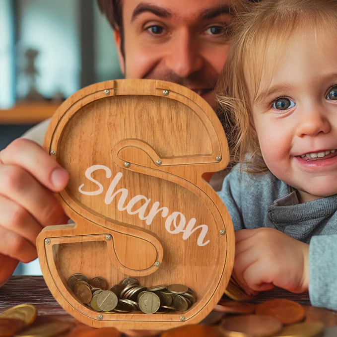 Custom Wooden Letter Piggy Bank For Boys or Girls