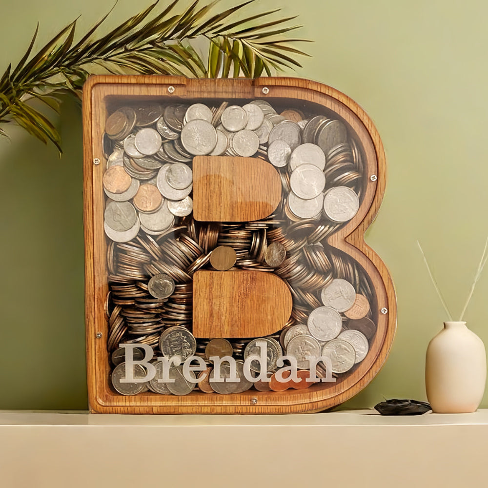 Custom Wooden Letter Piggy Bank For Kids