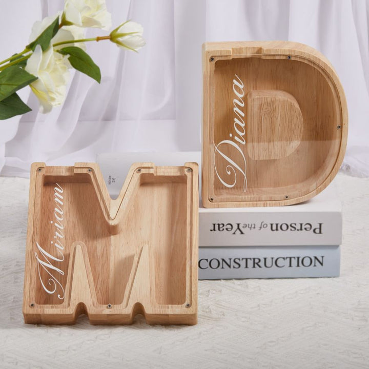 Custom Wooden Letter Piggy Bank For Kids