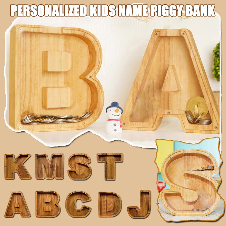 Personalized Wooden Letter Piggy Bank - Baby Gift