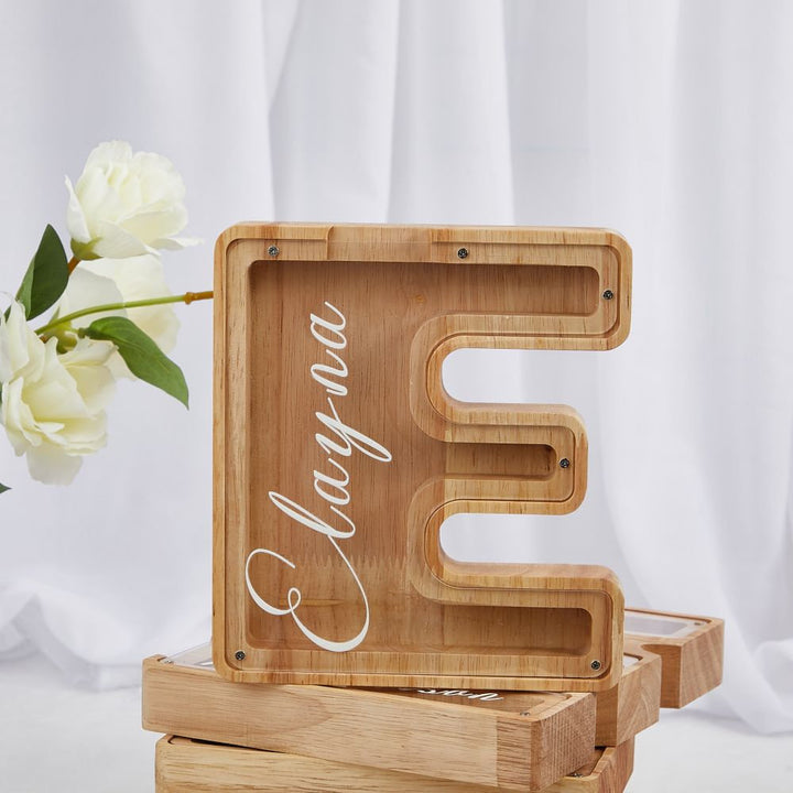 Personalized Wooden Letter Piggy Bank For Kids