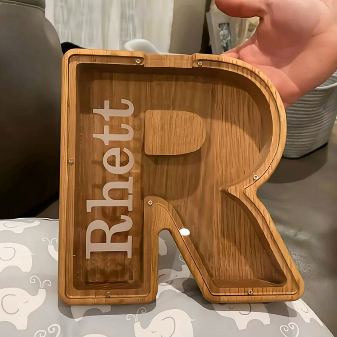 Wooden Letter Piggy Bank Gift For Kids