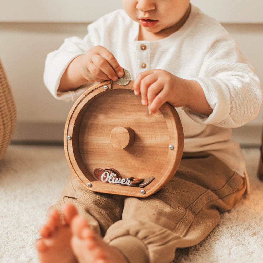 Personalized Wooden Letter Piggy Bank for Kids