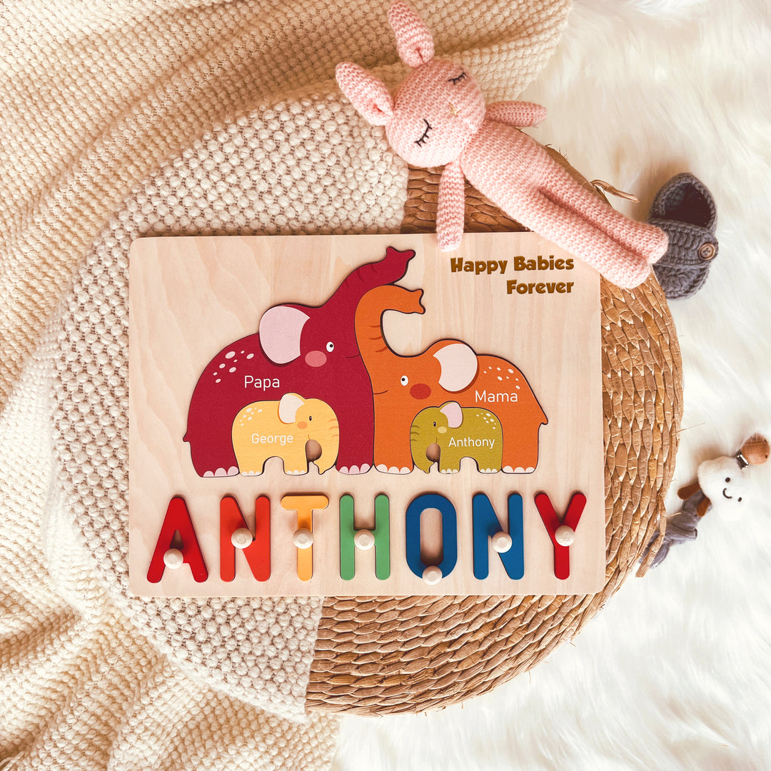 Family Elephants Name Puzzle-Rainbow "ANTHONY"