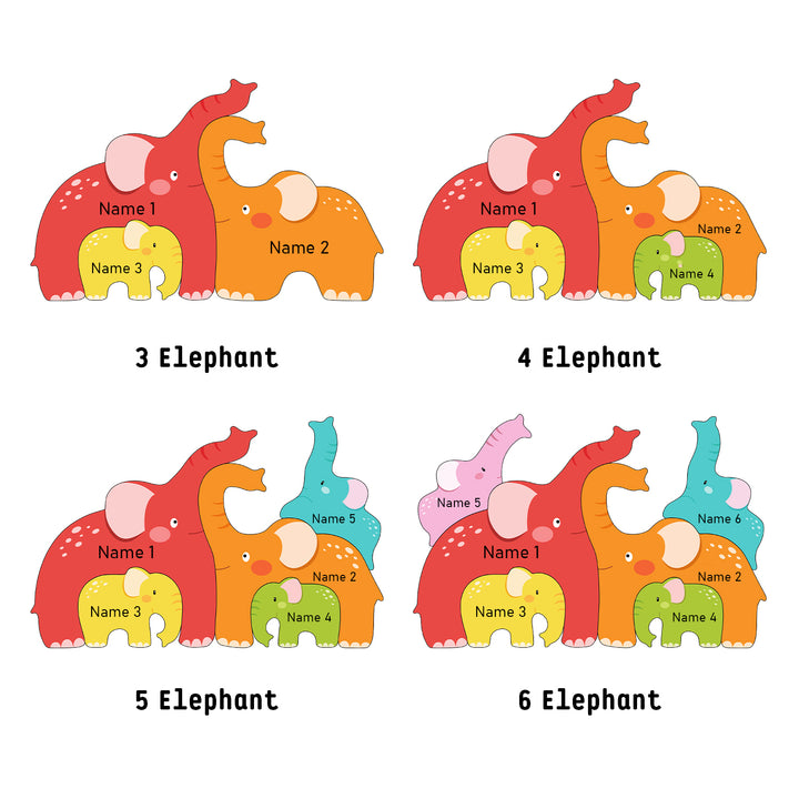 Family Elephants Name Puzzle-Style