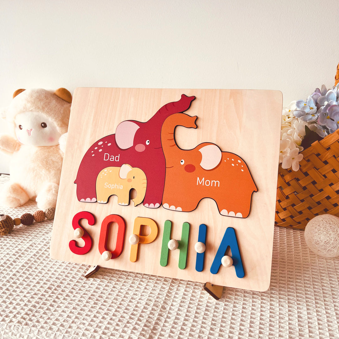 Three Elephants Family Name Puzzle-SOPHIA