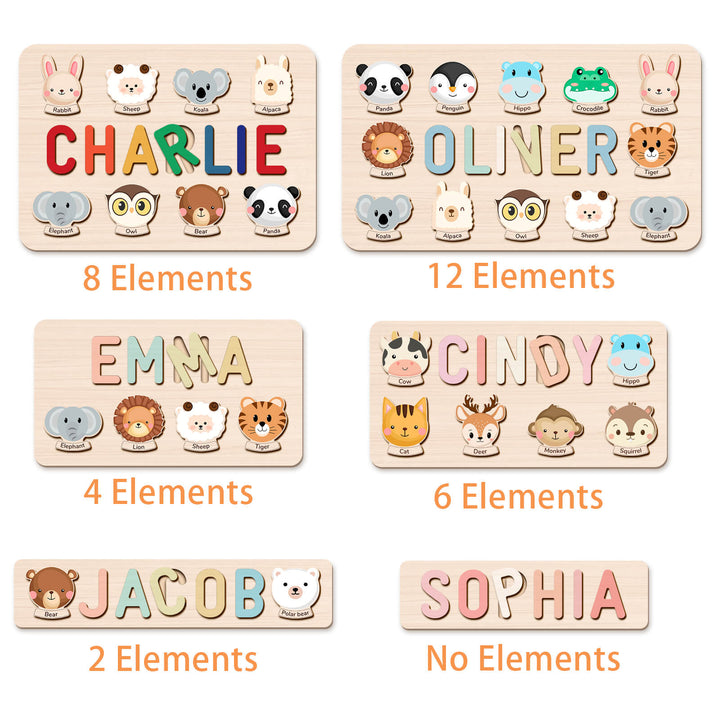 Wooden Name Puzzle with Elemental Names - 6 Styles