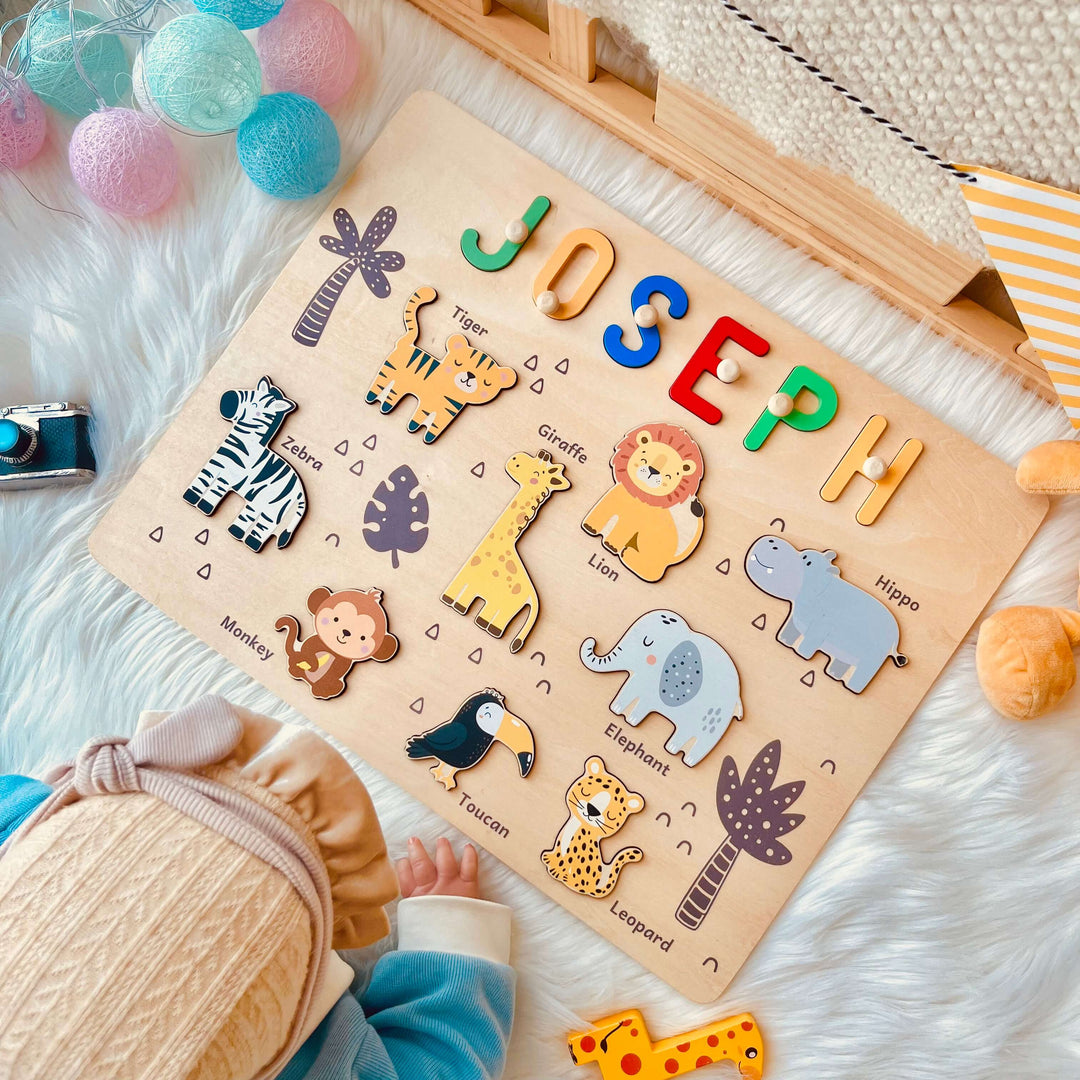 Personalized Jungle Animal Name Puzzle