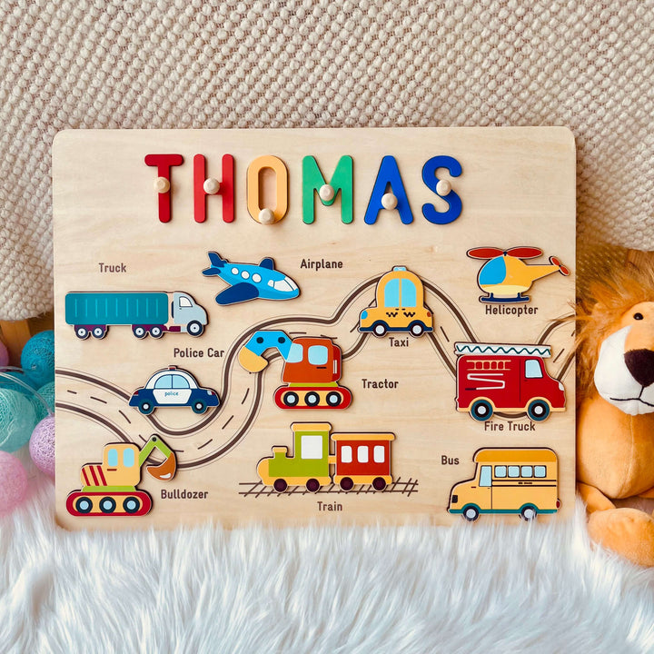 Personalized Transportation Name Puzzle - with Pegs