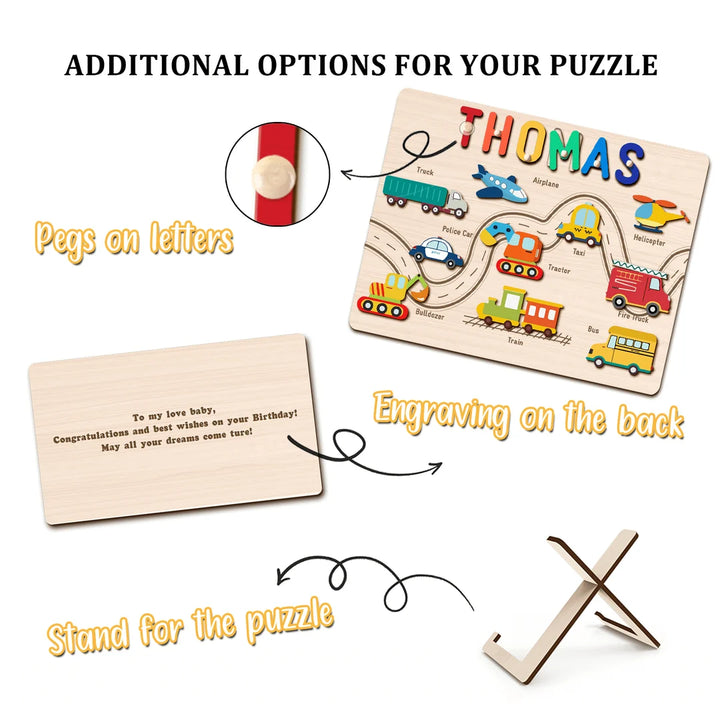 Personalized Wooden Name Puzzle for Toddlers Woodemon