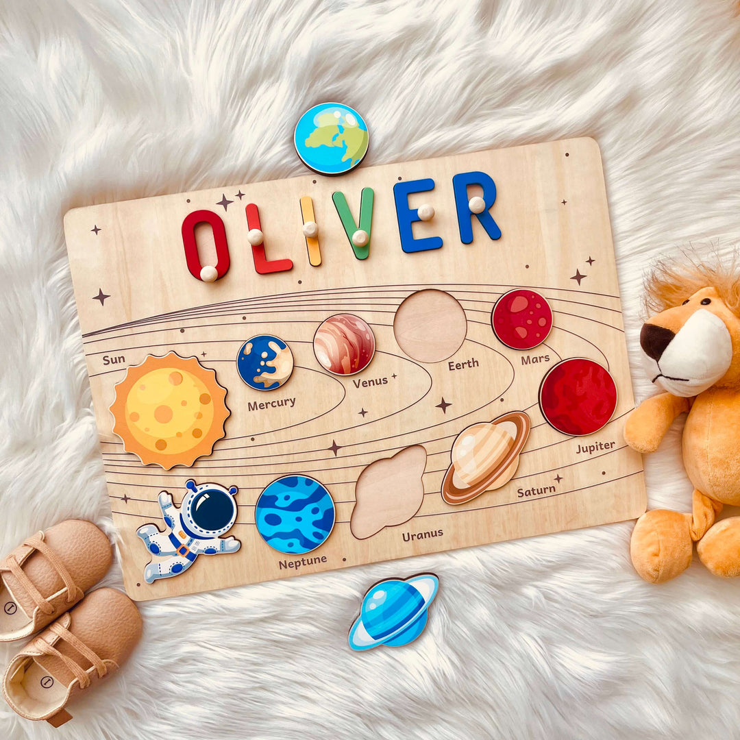 Personalized Planet Name Puzzle With Pegs-"OLIVER"