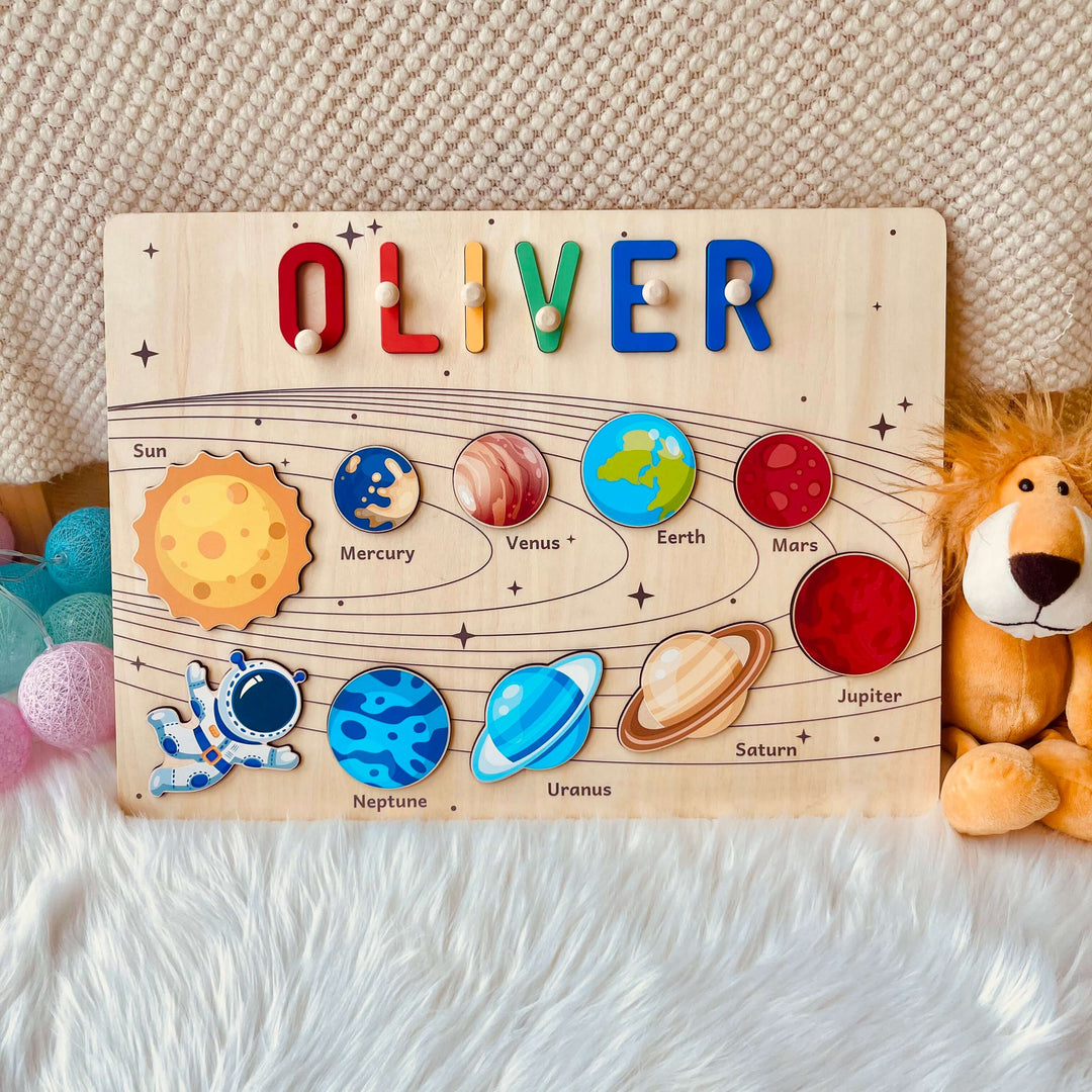 Personalized Planet Name Puzzle Rainbow