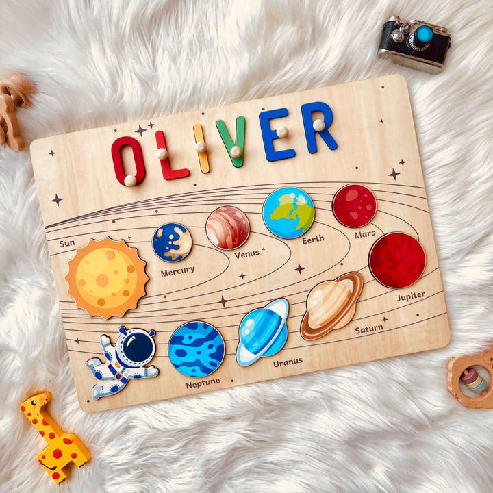 Personalized Planet Name Puzzle Rainbow Letters "OLIVER"