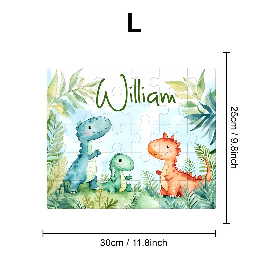 Personalized Wooden Baby Name Puzzle - Dinosaur Family