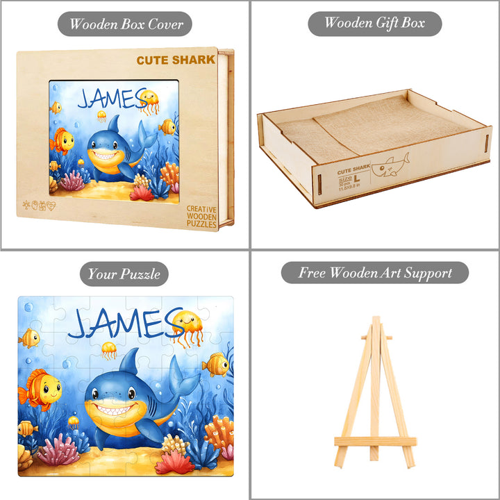 Personalized Wooden Baby Name Jigsaw Puzzle - Ocean Friends