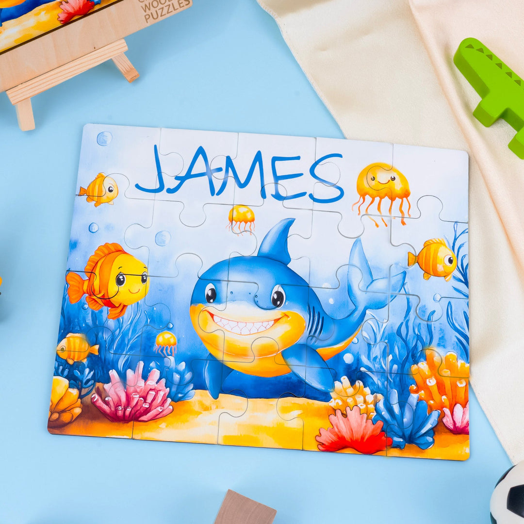 Personalized Wooden Baby Name Puzzle - Ocean Friends