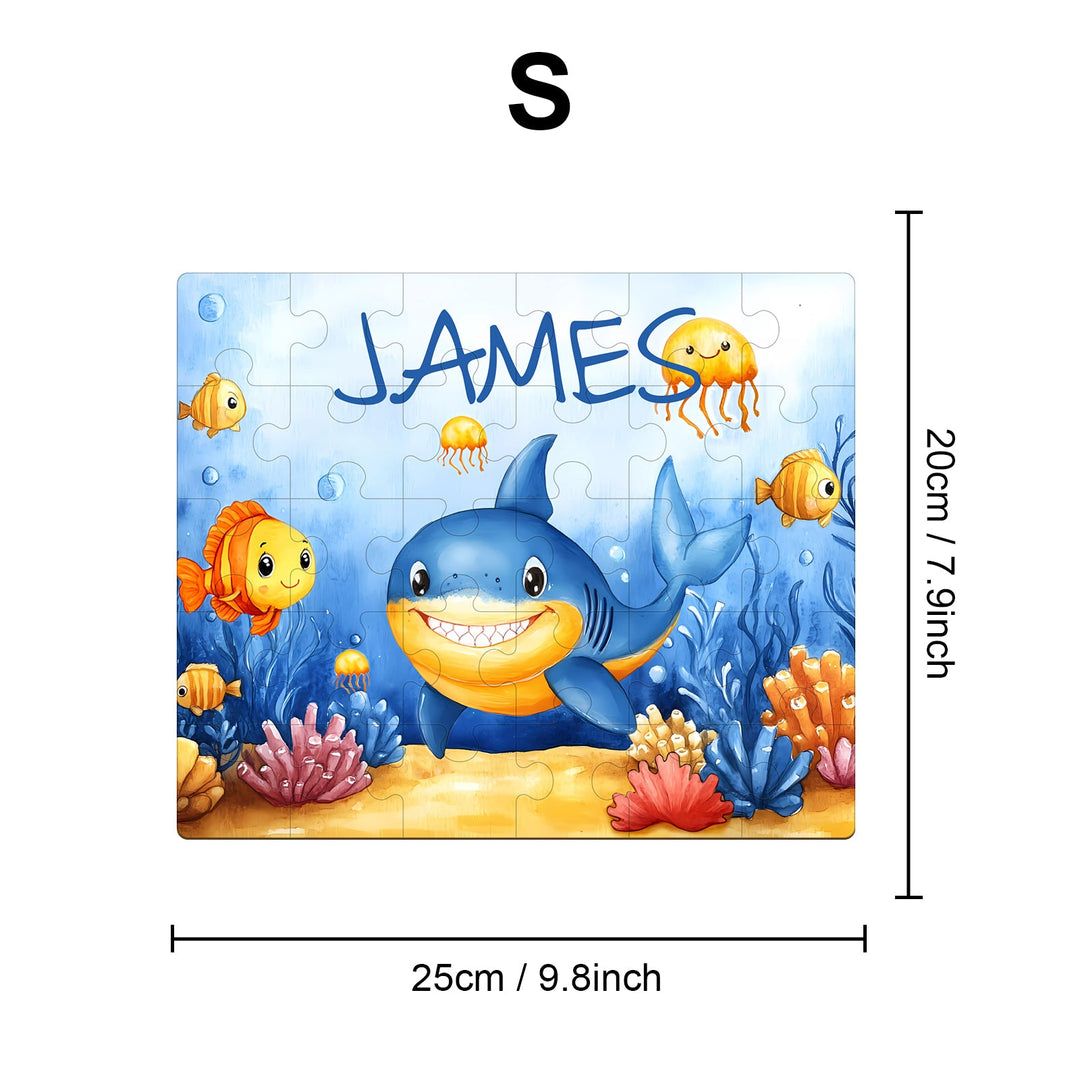 Personalized Wooden Baby Name Jigsaw Puzzle - Ocean Friends