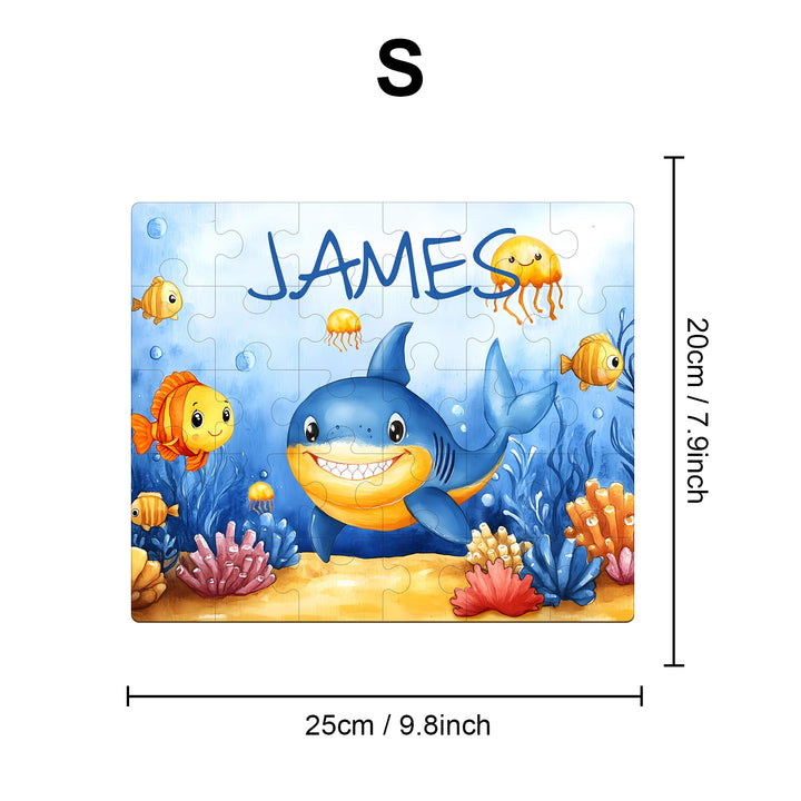 Personalized Wooden Baby Name Jigsaw Puzzle - Ocean Friends