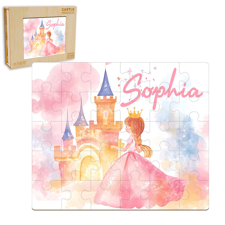 Personalized Wooden Baby Name Jigsaw Puzzle - Fairy Tale Princess