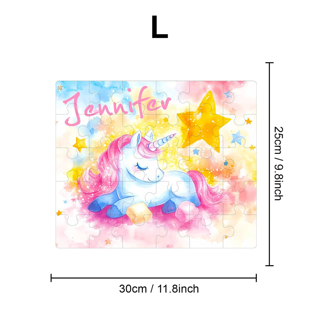 Personalized Wooden Baby Name Puzzle - Sleeping Unicorn