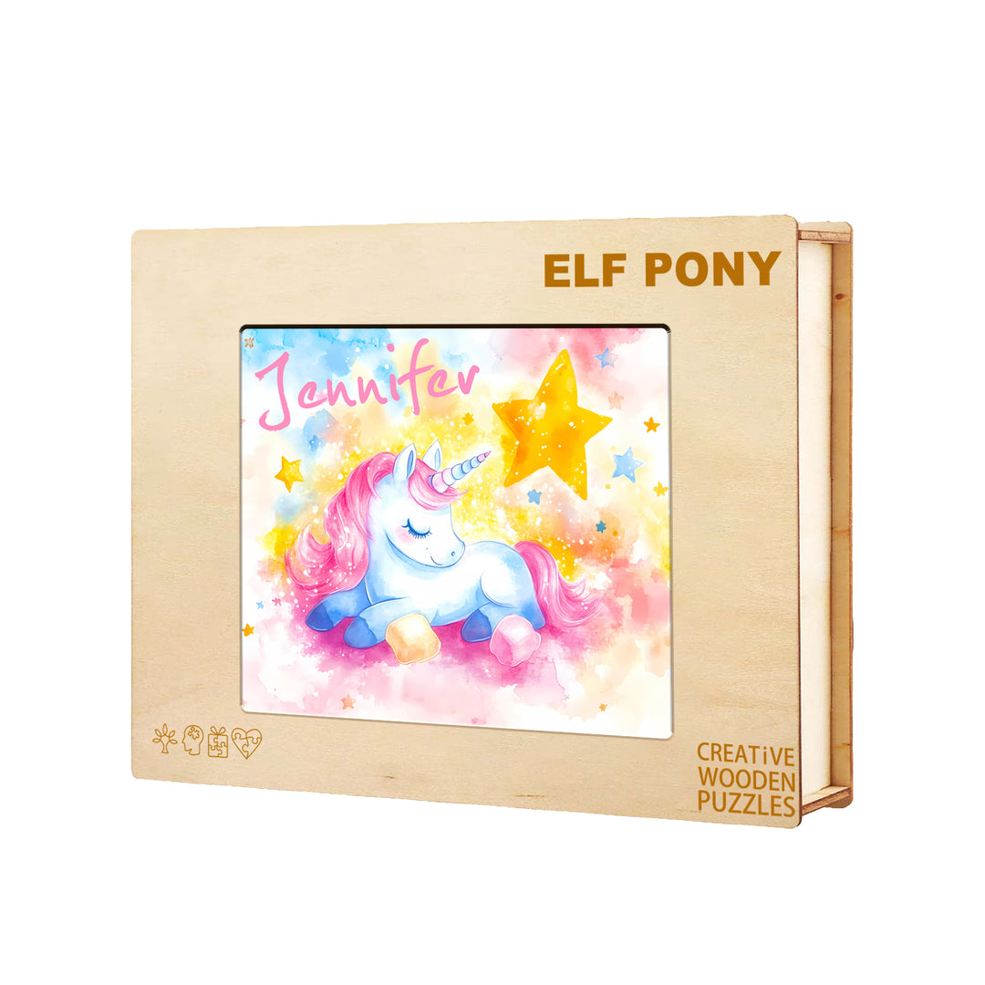 Personalized Wooden Baby Name Puzzle - Sleeping Unicorn