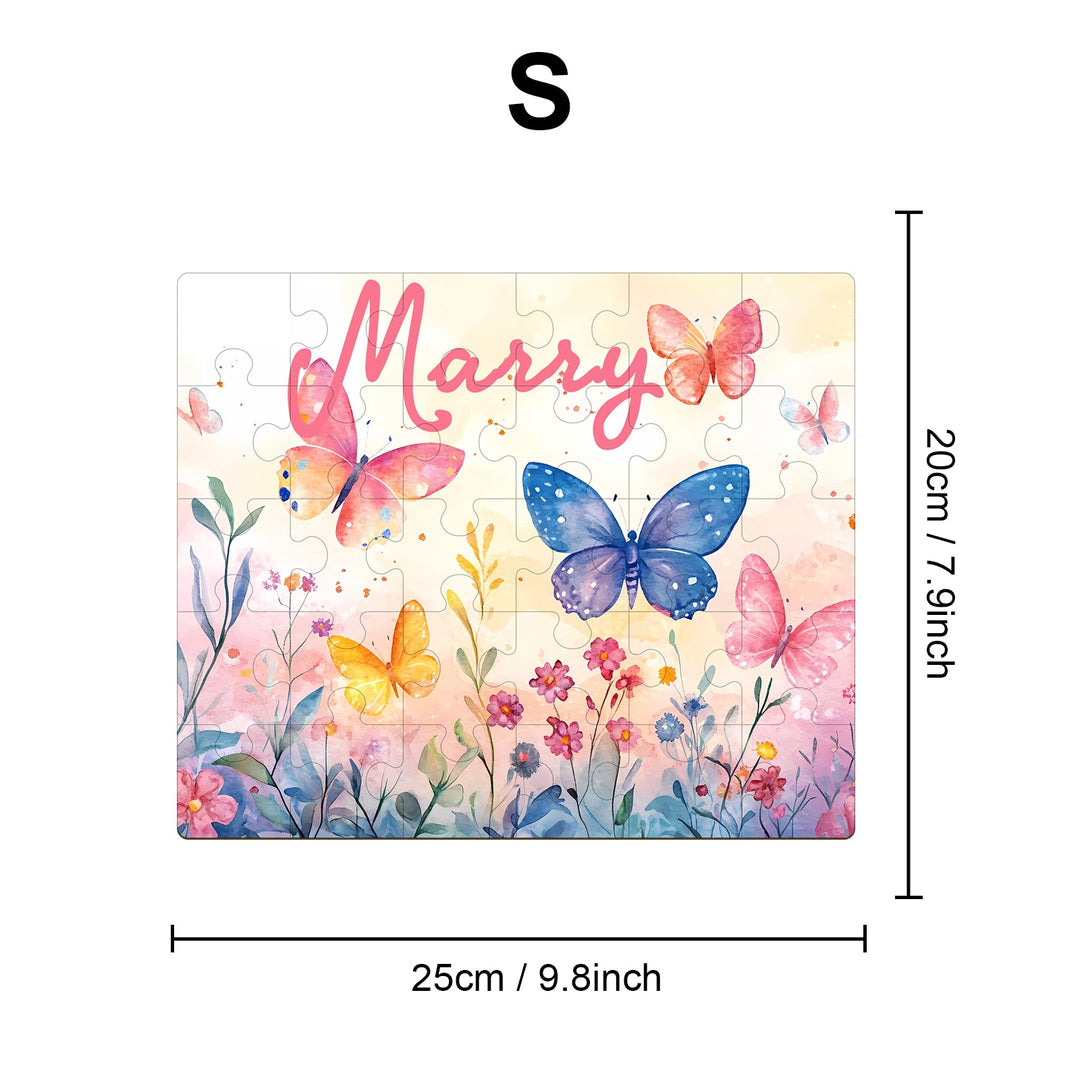 Personalized Wooden Baby Name Puzzle - Butterfly in the flowers