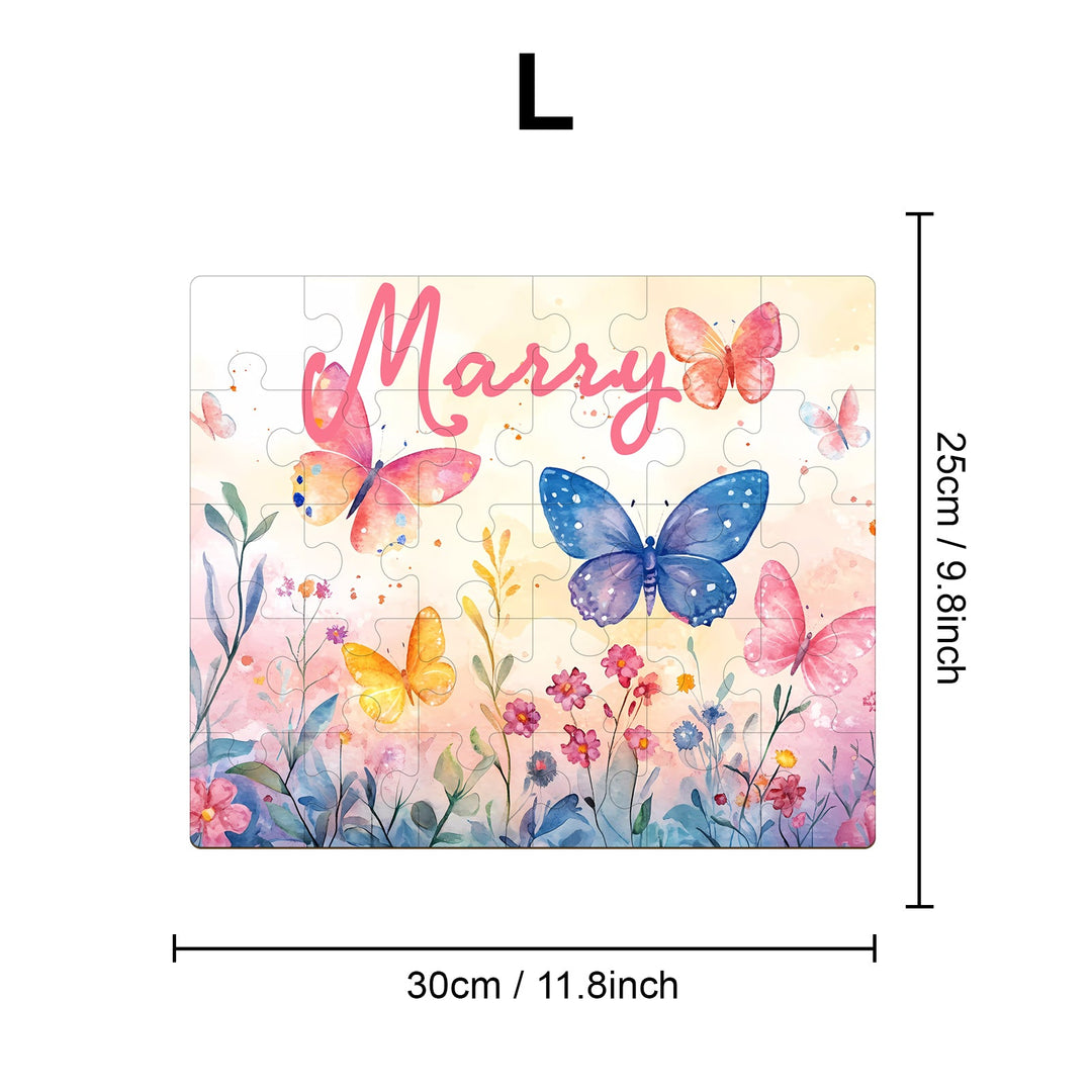 Personalized Wooden Baby Name Puzzle - Butterfly in the flowers