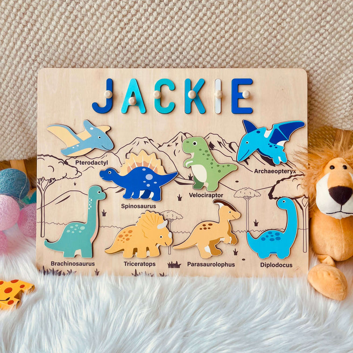 Personalized Dinosaur Name Puzzle With Pegs