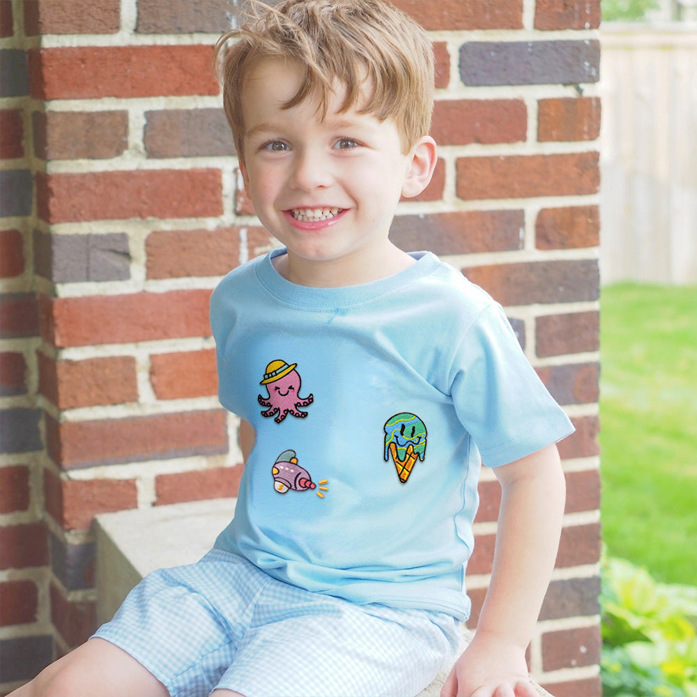 Personalized Toddler Patch Milky Blue T-shirt