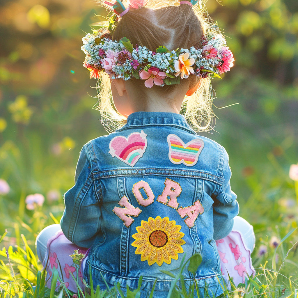 Flower Little Girl Patch Jean Jacket