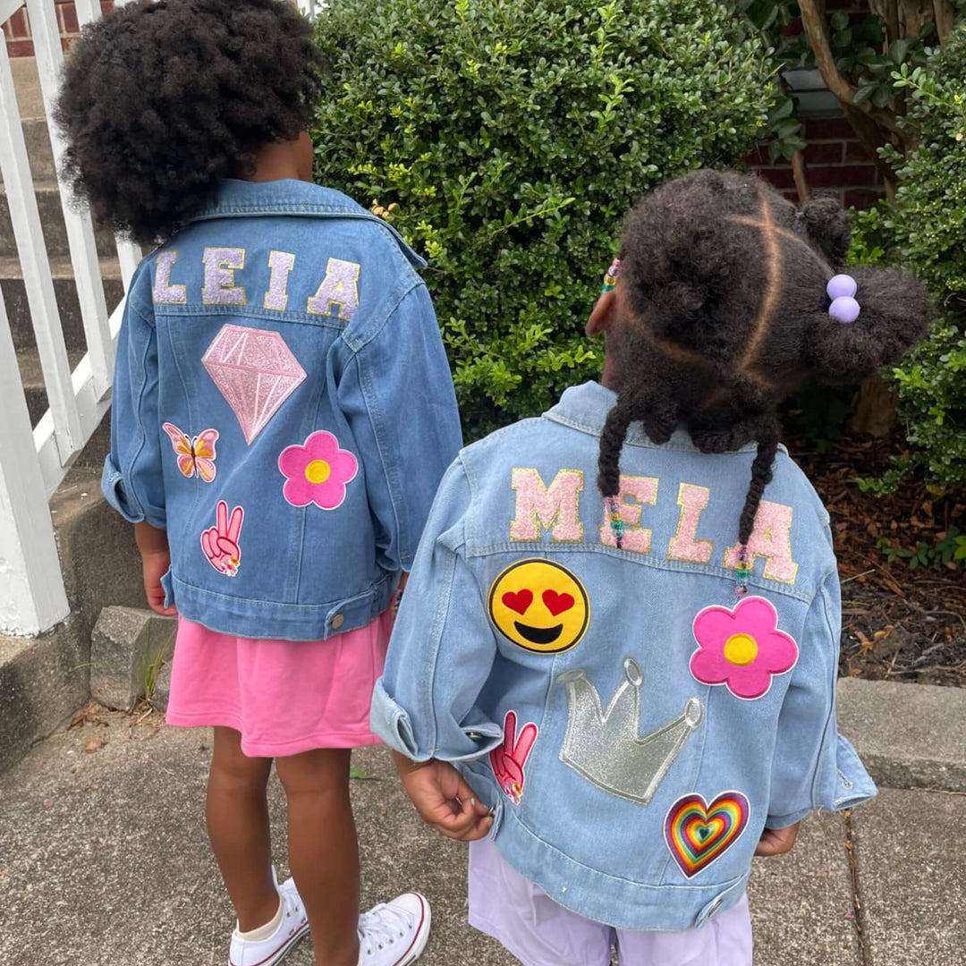 2Kids Wearing Our Personalized Denim Jacket