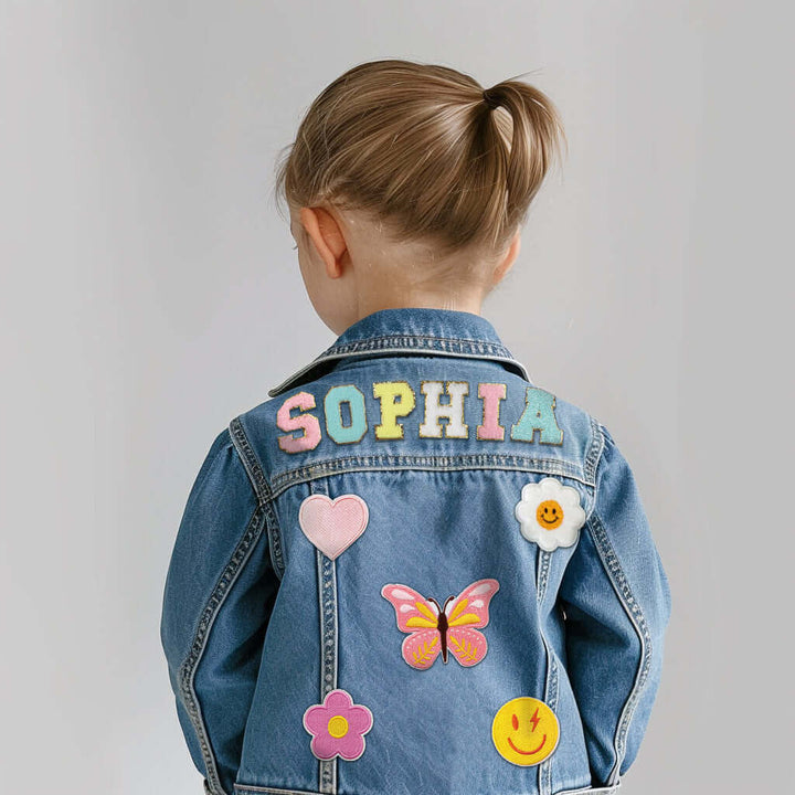 Personalized Kids Patch Denim Jacket, Little Girl Jacket