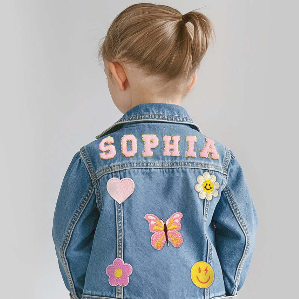 Personalized kids denim outlet jacket with embroidered design Wild Child - toddler jean jacket with name