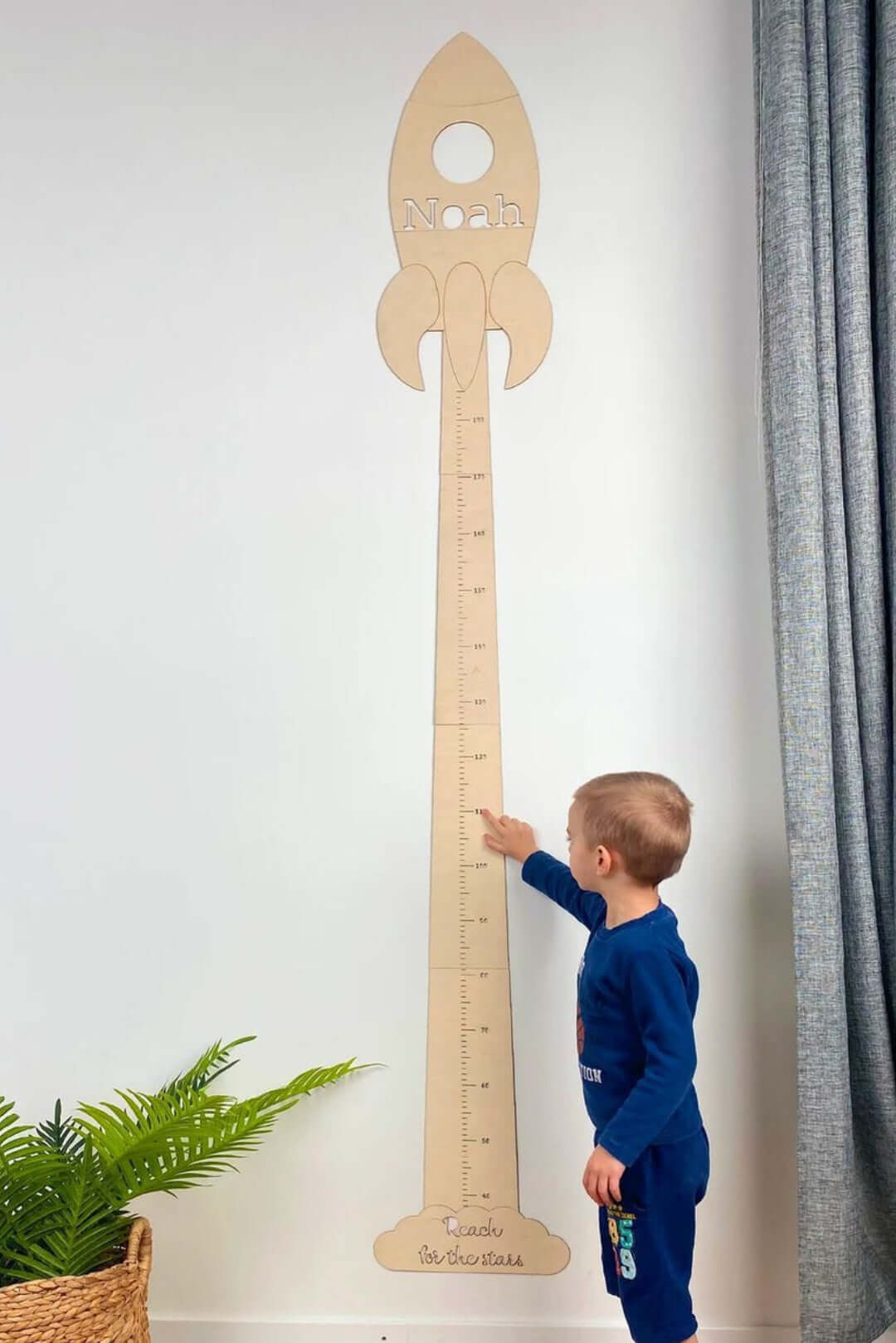 Personalized Wooden Rocket Growth Chart Height Ruler Nursery Decor ...