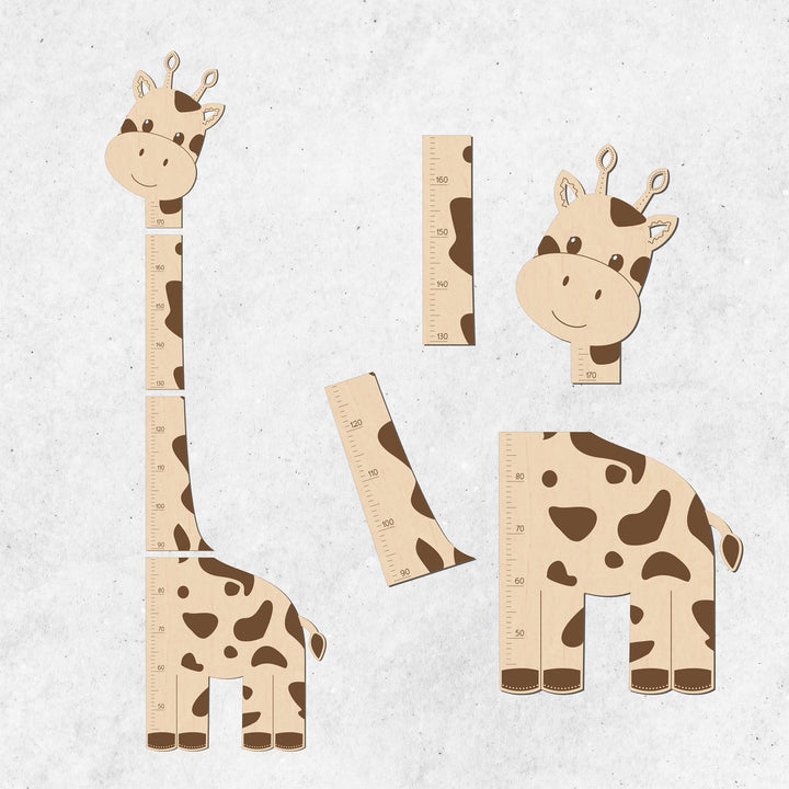 Wooden Giraffe Growth Chart Ruler with Name Sign