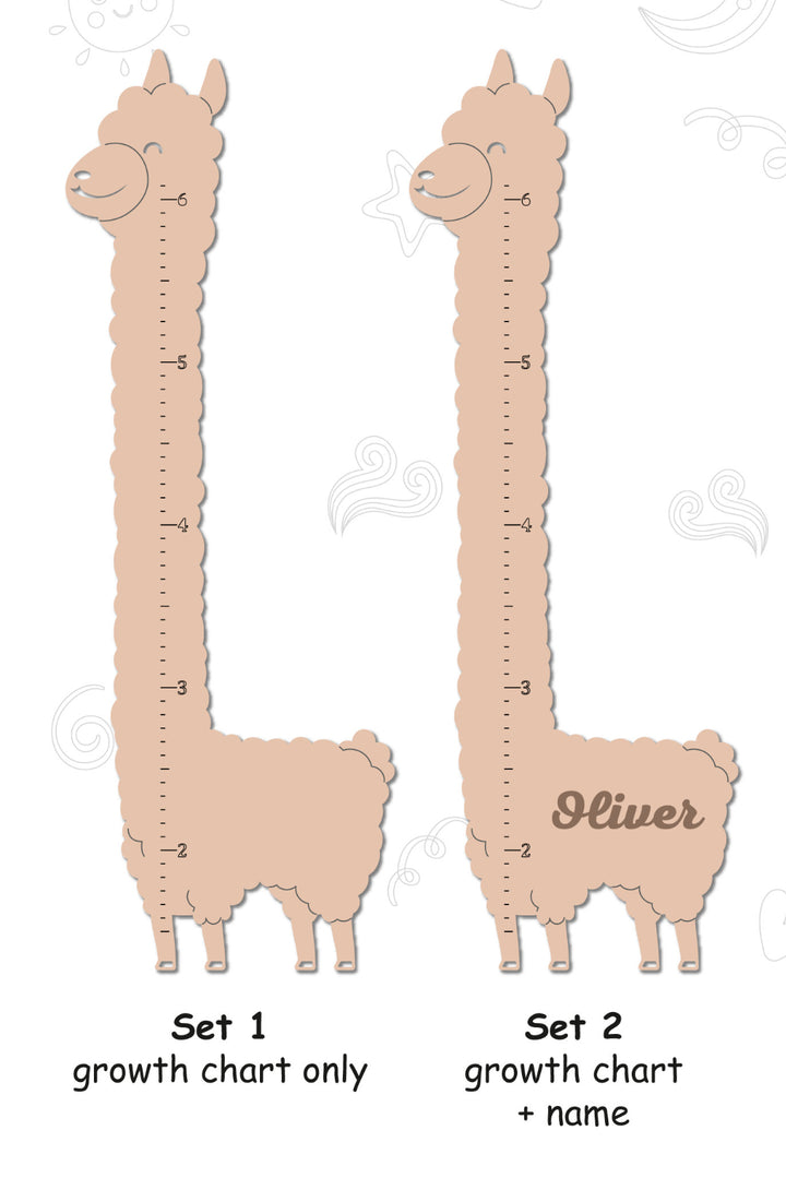 Personalized Wooden Baby Growth Height Chart - Alpaca