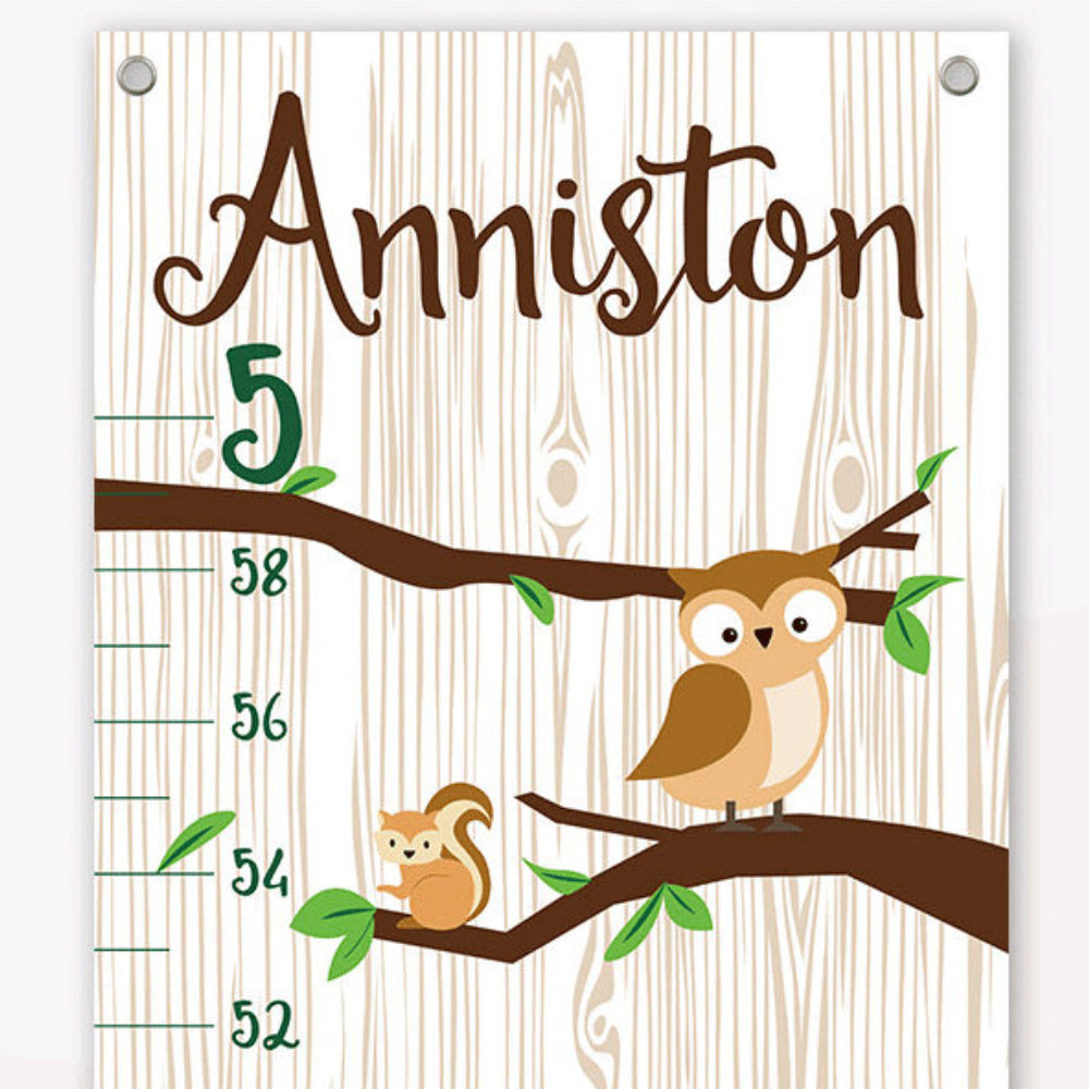 Personalized Cute Animals Hanging Canvas Growth Chart (2)