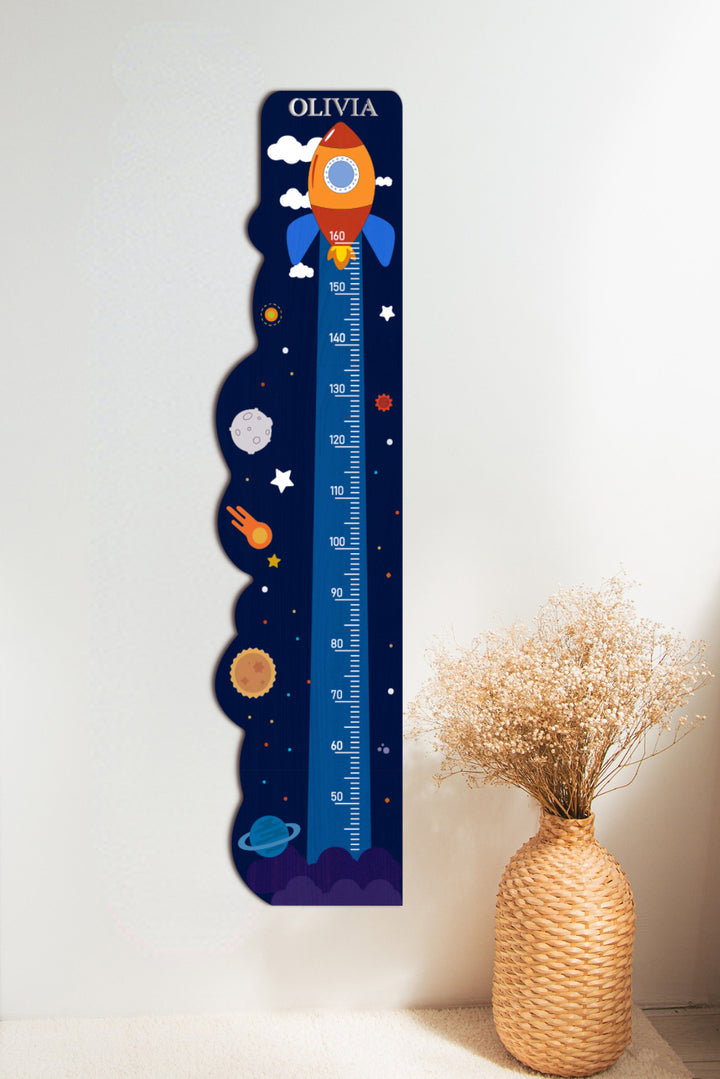 Personalized Wooden Rocket Ship Growth Chart Height Ruler