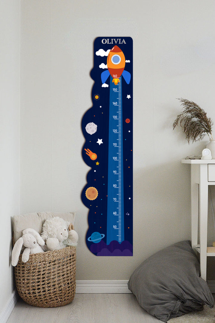 Personalized Wooden Rocket Ship Growth Chart Height Ruler