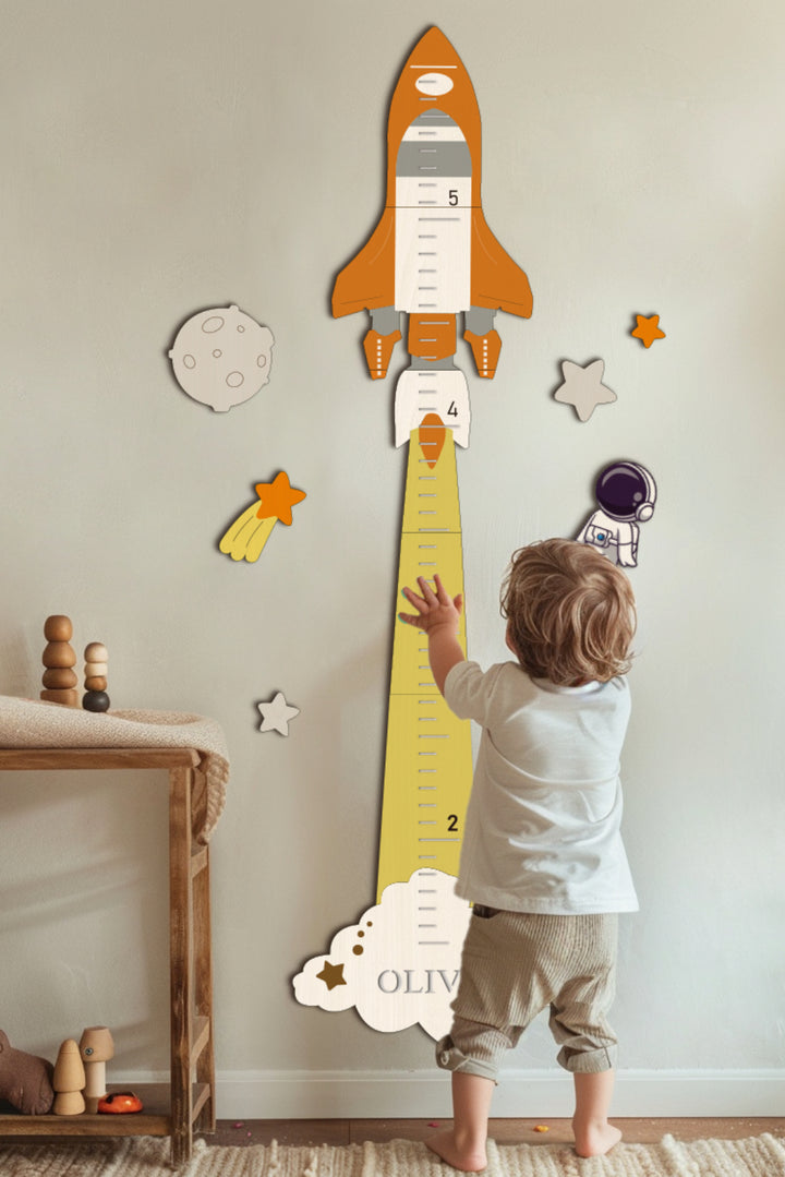 Personalized Wooden Space Theme Growth Chart