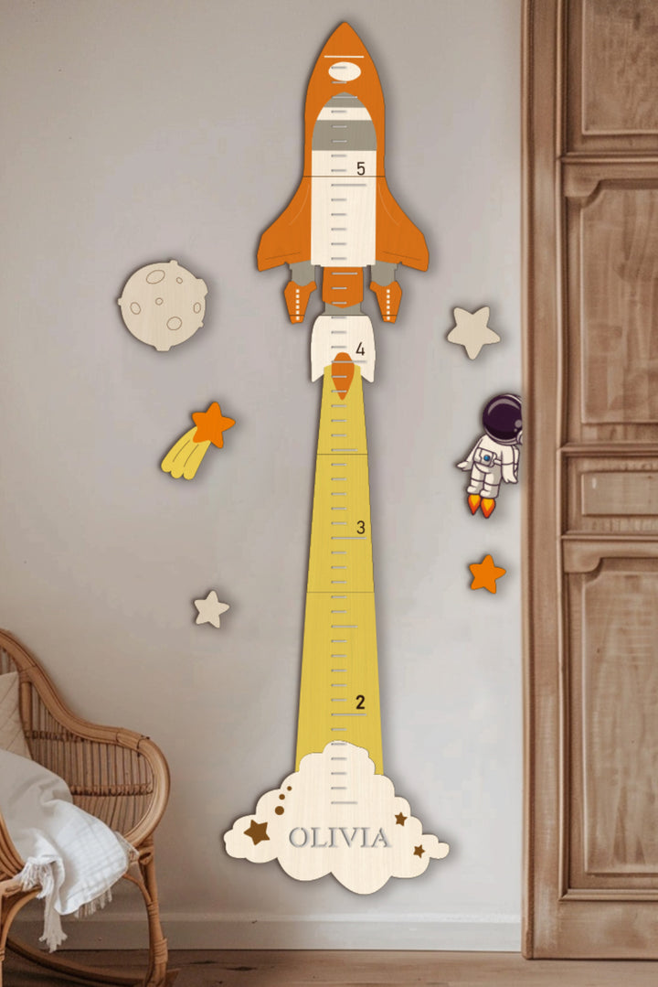 Personalized Wooden Space Theme Growth Chart