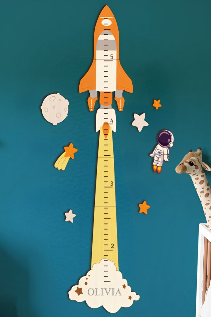 Personalized Wooden Space Theme Growth Chart