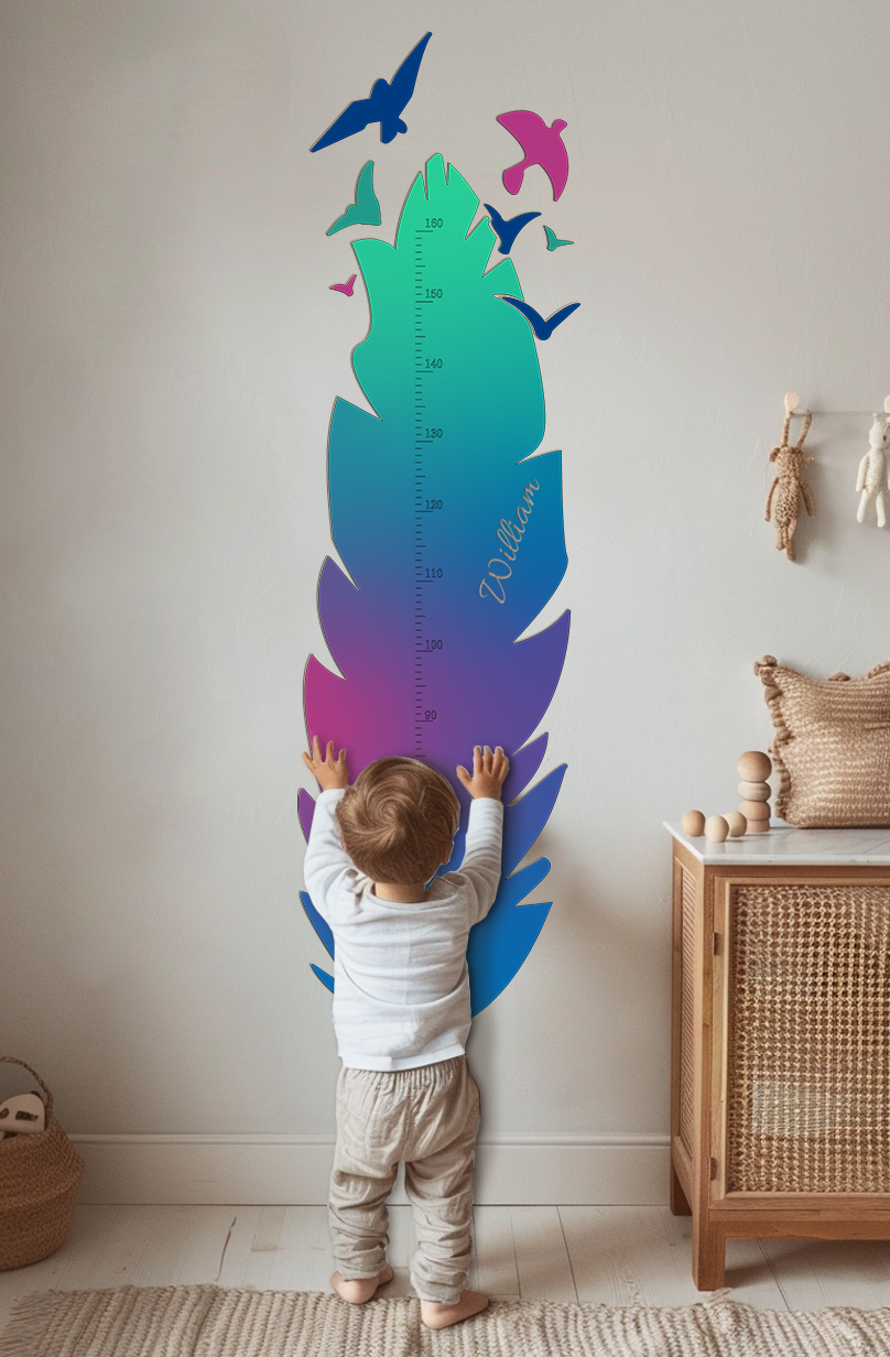 Personalized Wooden Feather Growth Chart Height Ruler