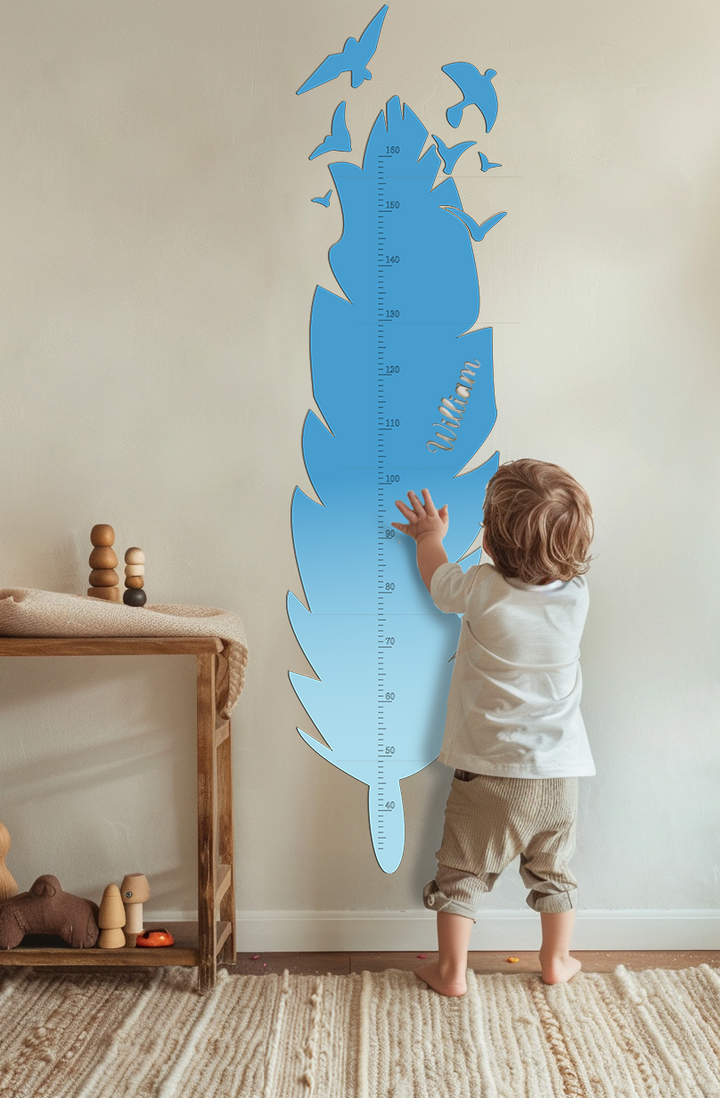 Personalized Wooden Feather Growth Chart Height Ruler