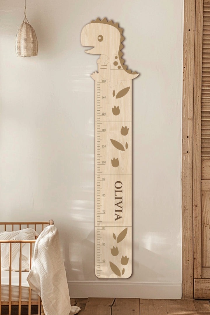 Personalized Wooden Cute Dinosaur Growth Chart